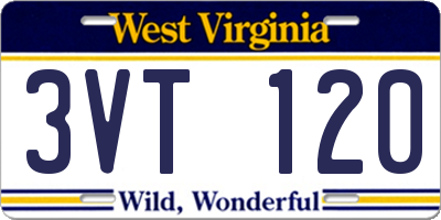 WV license plate 3VT120