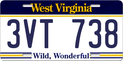 WV license plate 3VT738