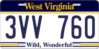 WV license plate 3VV760