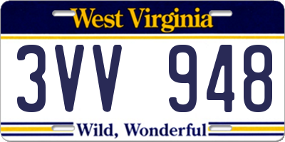 WV license plate 3VV948