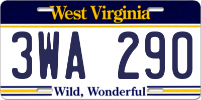 WV license plate 3WA290