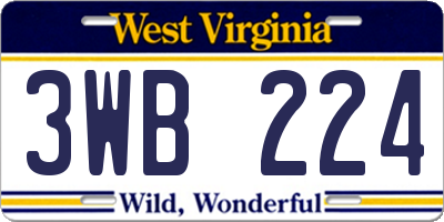 WV license plate 3WB224