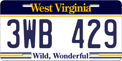 WV license plate 3WB429