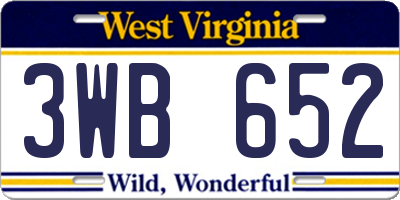 WV license plate 3WB652