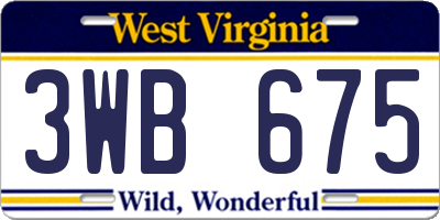 WV license plate 3WB675