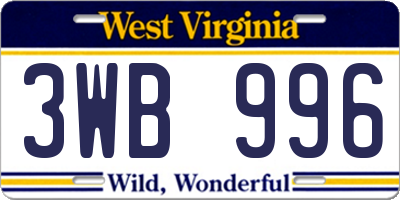 WV license plate 3WB996