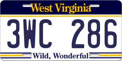 WV license plate 3WC286
