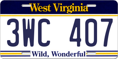 WV license plate 3WC407