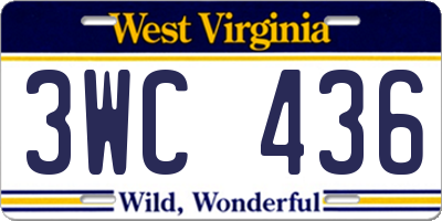 WV license plate 3WC436