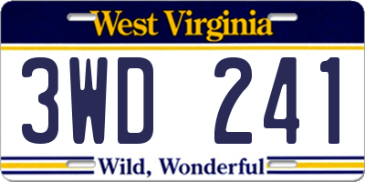 WV license plate 3WD241