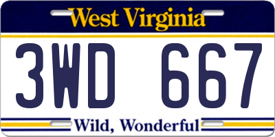 WV license plate 3WD667