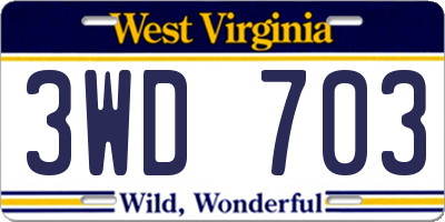 WV license plate 3WD703
