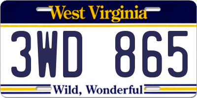 WV license plate 3WD865