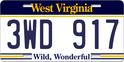 WV license plate 3WD917