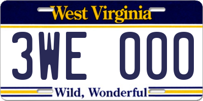 WV license plate 3WE000