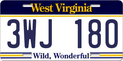WV license plate 3WJ180
