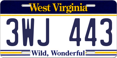 WV license plate 3WJ443