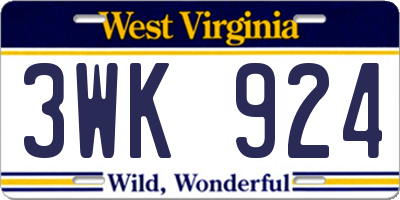 WV license plate 3WK924