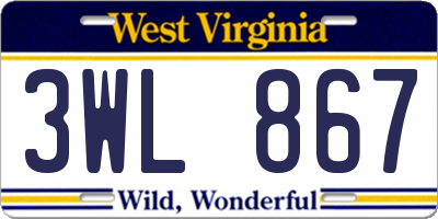 WV license plate 3WL867