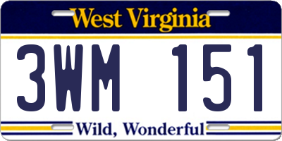 WV license plate 3WM151