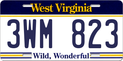 WV license plate 3WM823