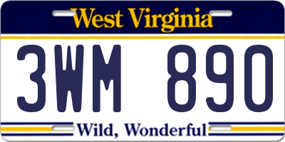 WV license plate 3WM890