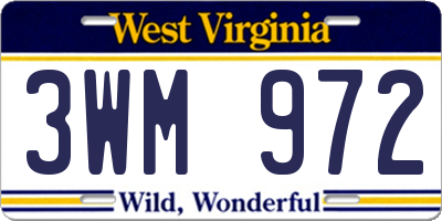 WV license plate 3WM972