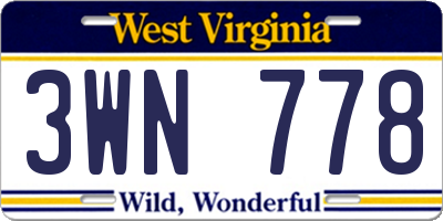 WV license plate 3WN778