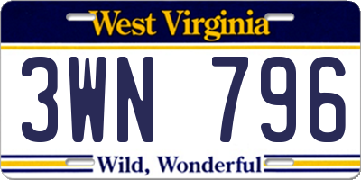 WV license plate 3WN796