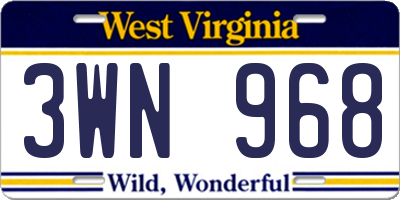 WV license plate 3WN968