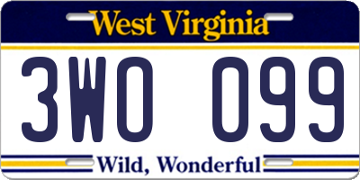 WV license plate 3WO099