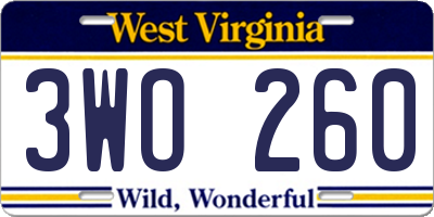 WV license plate 3WO260