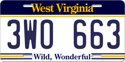 WV license plate 3WO663