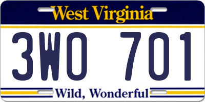WV license plate 3WO701