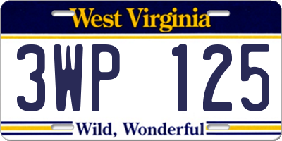 WV license plate 3WP125