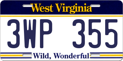WV license plate 3WP355