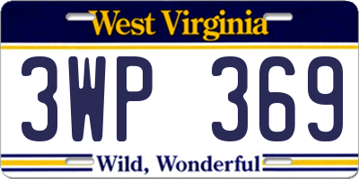 WV license plate 3WP369