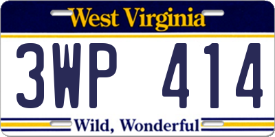 WV license plate 3WP414