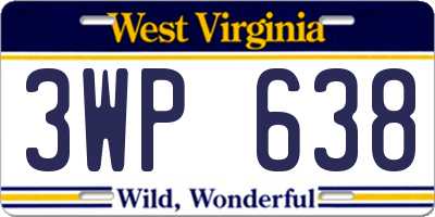 WV license plate 3WP638