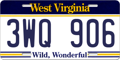 WV license plate 3WQ906
