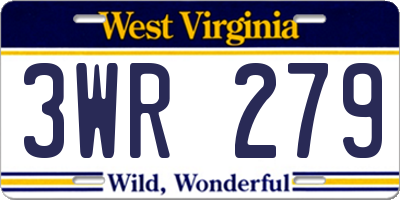 WV license plate 3WR279