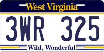 WV license plate 3WR325