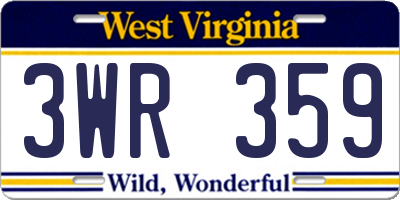 WV license plate 3WR359