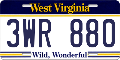 WV license plate 3WR880