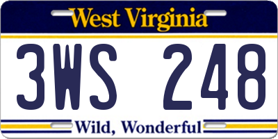 WV license plate 3WS248