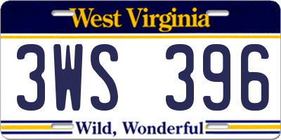 WV license plate 3WS396