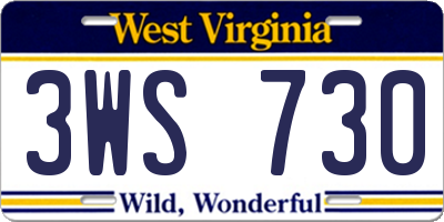 WV license plate 3WS730