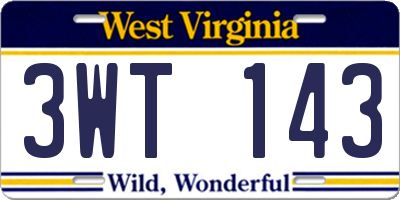WV license plate 3WT143