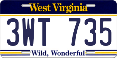 WV license plate 3WT735