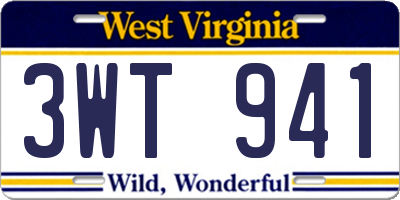 WV license plate 3WT941